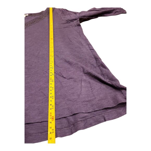 J. Jill Women Medium Purple 3/4 Sleeves Lace Trim V-Neck Top Cotton Modal Casual - Picture 5 of 9